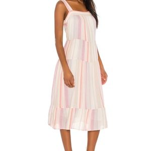 Rails Amaya Tiered Midi Dress rainbow Juliette Stripe Pastel women size L $188